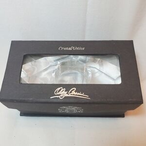 Oleg Cassini Vintage MCM Crystal Votive Candle Holder Signed EUC